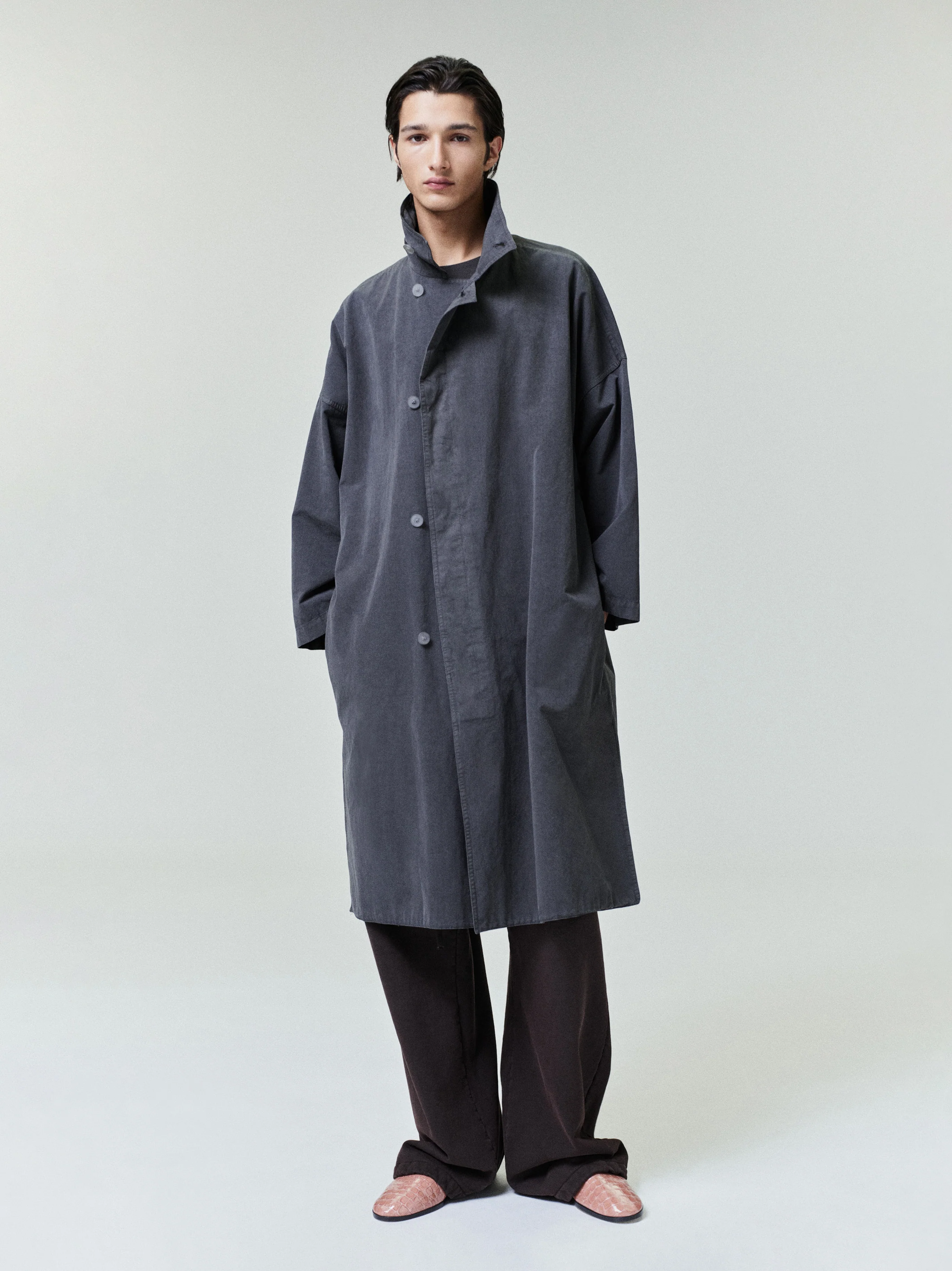 Garment-Dyed Cropped Sleeve Car Coat