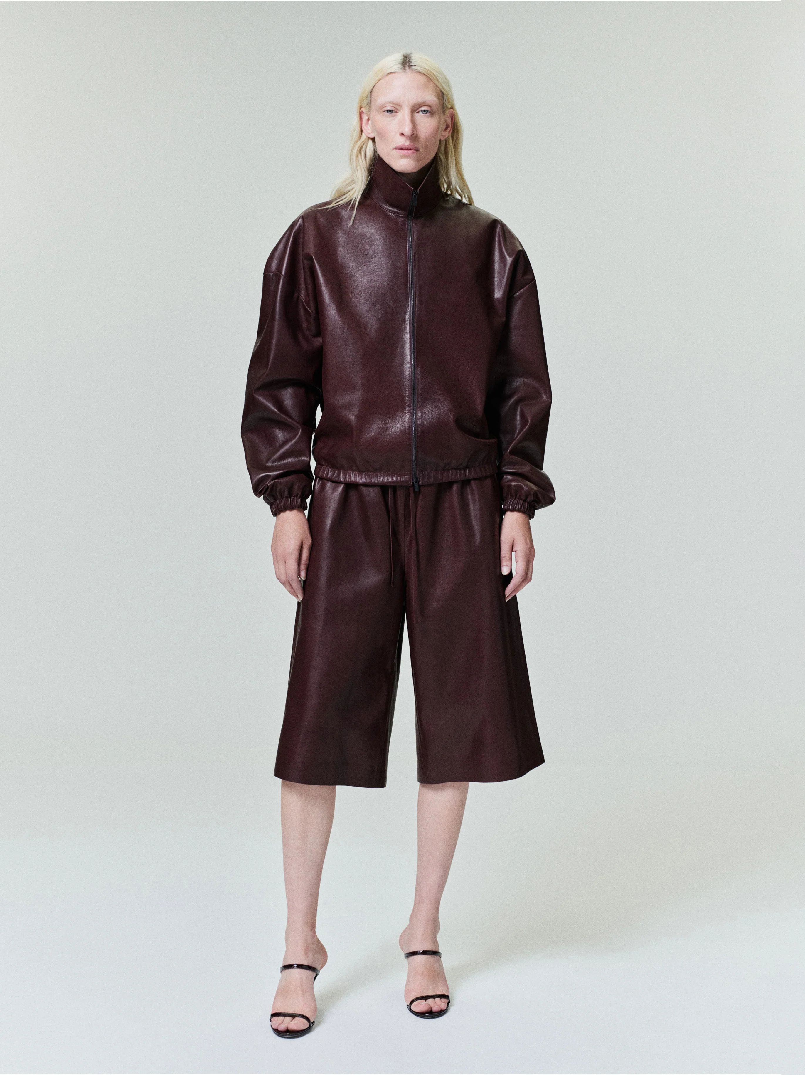 Womens Leather Track Jacket