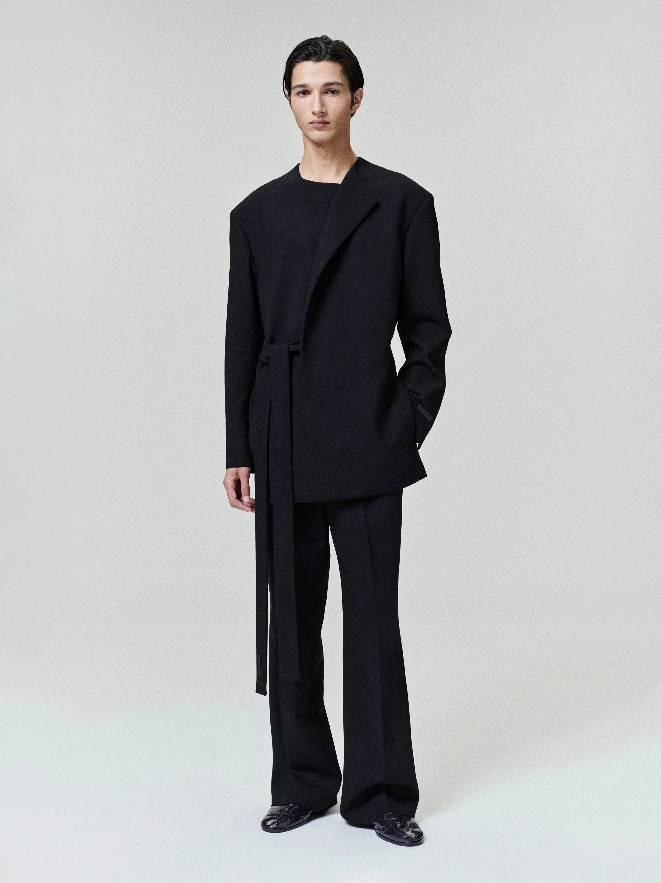 Double Weave Wool Crewneck Jacket