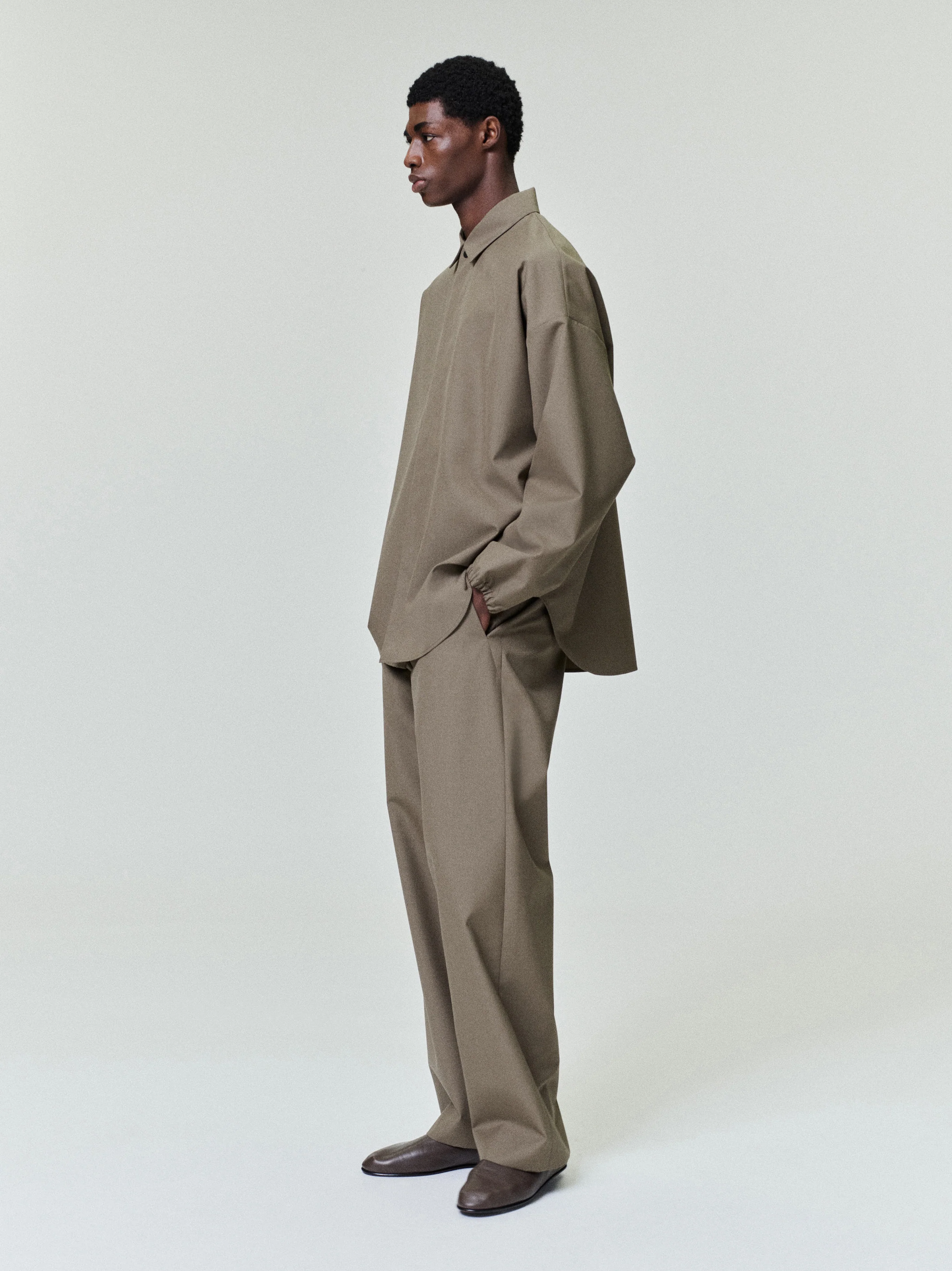 Wool Poplin Casual Flat Front Pants