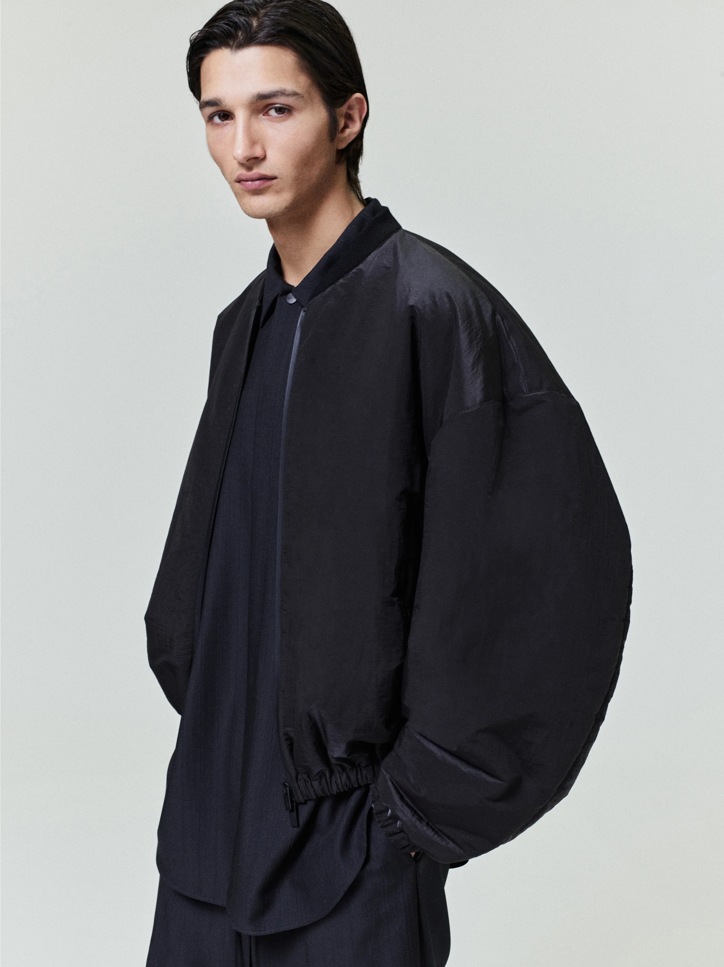 Nylon Taffeta Padded Bomber Jacket