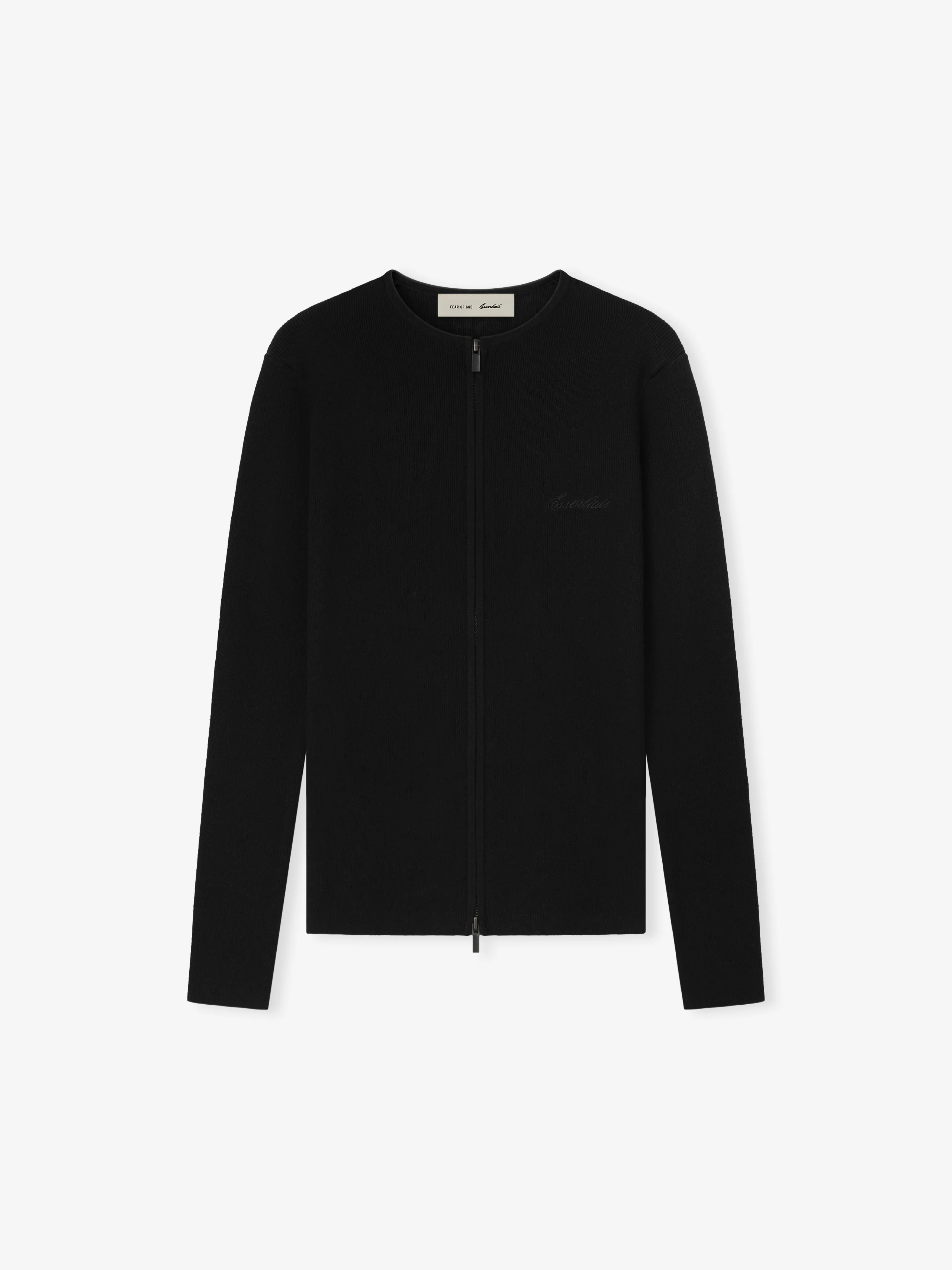 Womens Signature Rib Knit Fitted Long Sleeve Zip Up Tee - Image 2