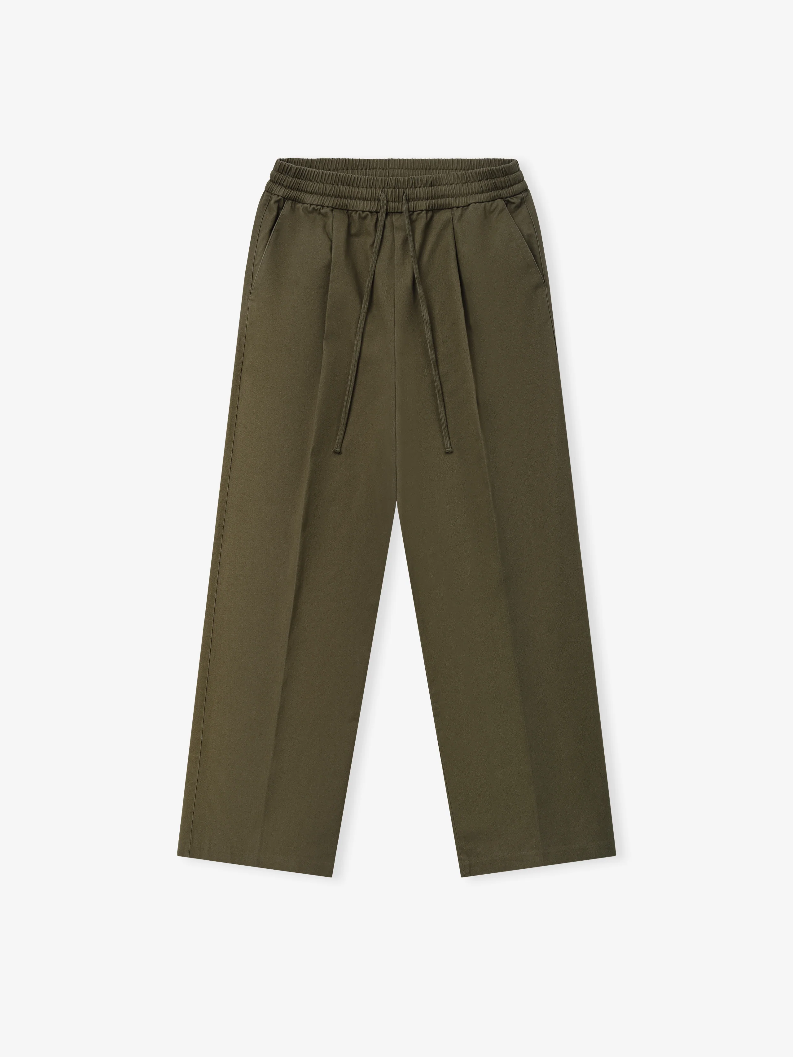 Cotton Twill Pleat Front Drawstring Pant