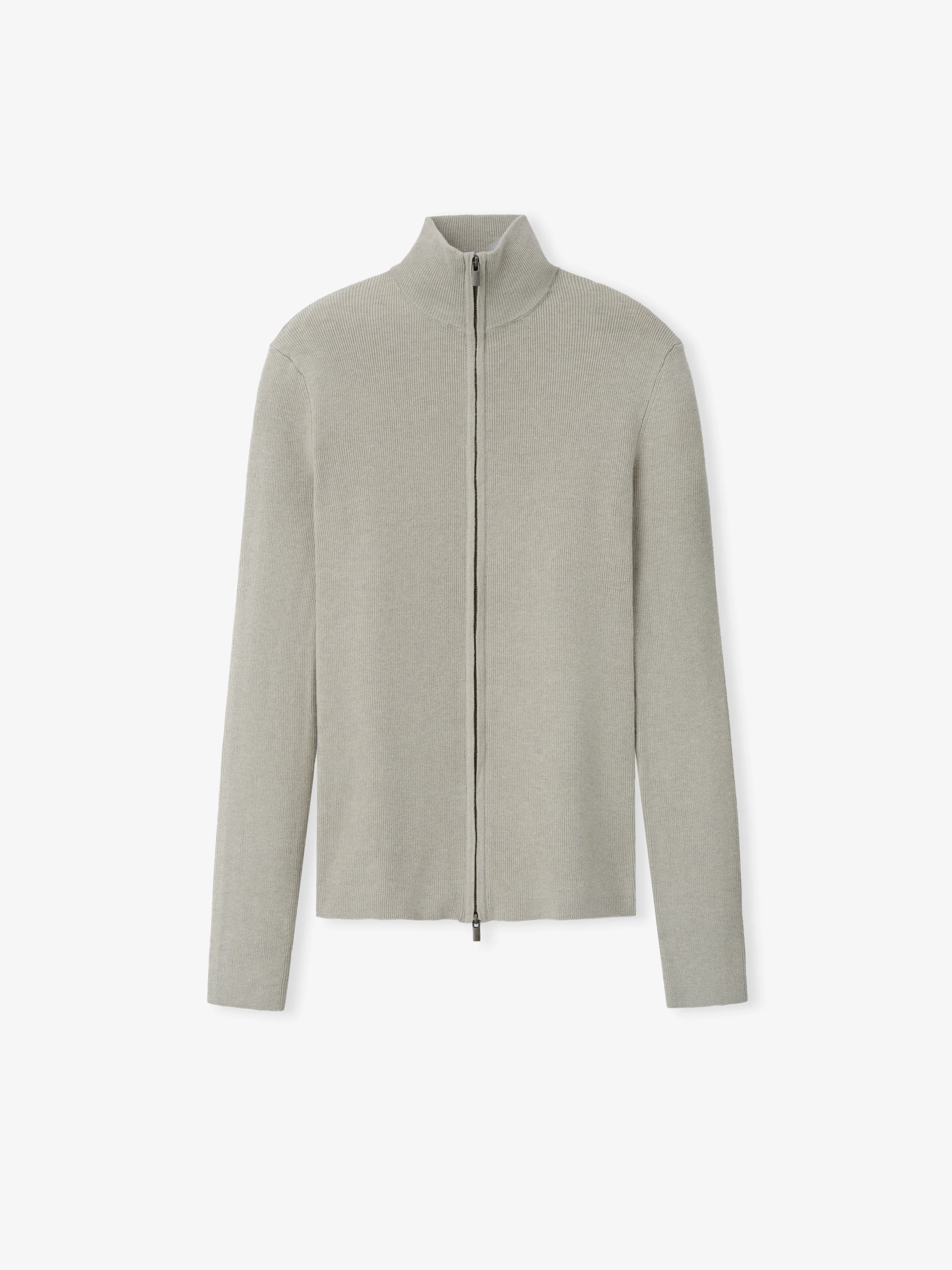 Womens Rib Knit Zip Up Jacket